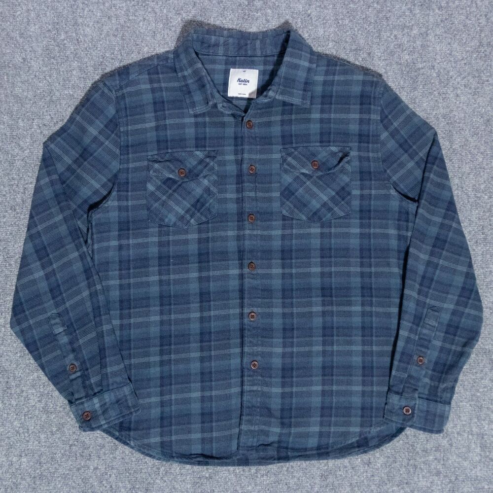 Katin Vincent Blue Midweight Flannel Button Shirt Mens Medium Outdoors Huckberry
